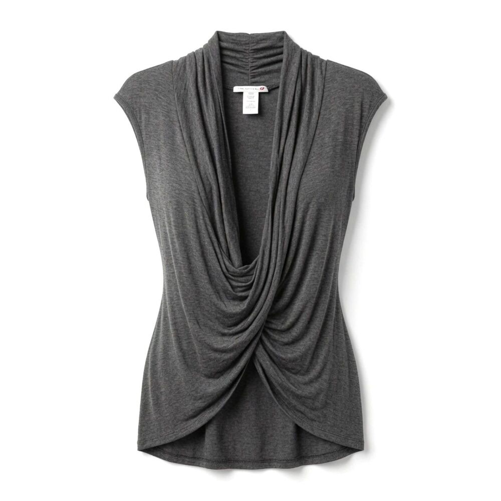 Body Central Gray Criss Cross Surplice Sleeveless Top Shabby Chic Boho Size L